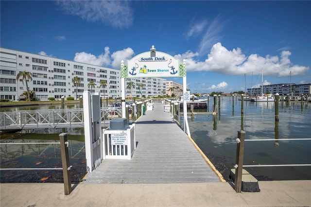 view of dock featuring a water view