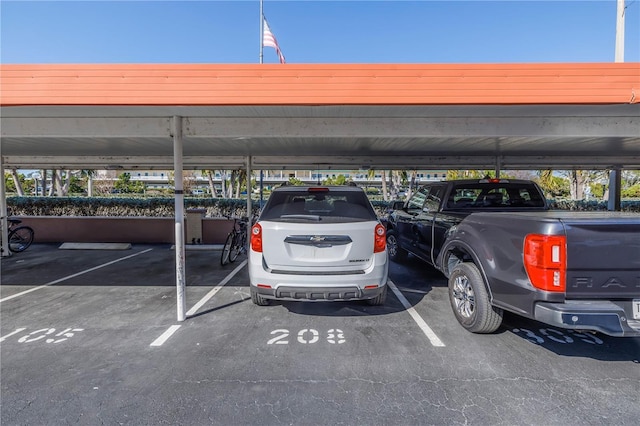 view of covered parking lot