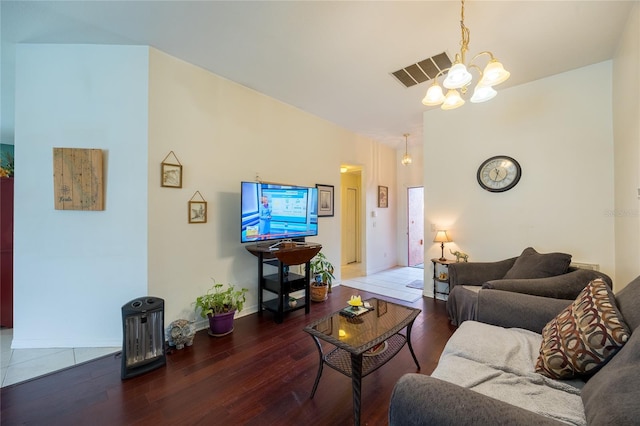 living room featuring dark hardwood / wood-style floors