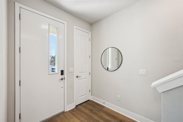 foyer entrance featuring dark wood-type flooring