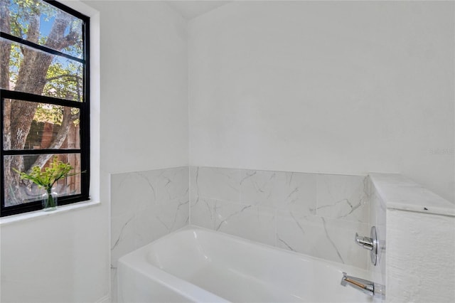 bathroom featuring a washtub