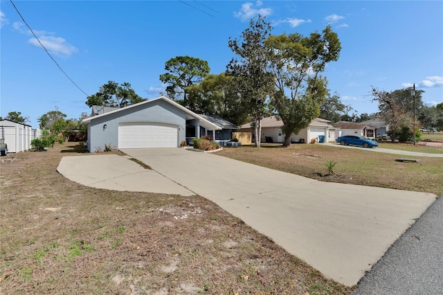 view of yard with a garage