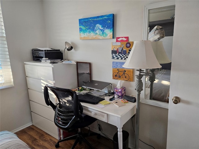 office area featuring dark wood-type flooring