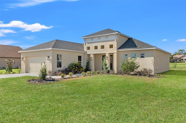 view of front facade featuring a garage and a front yard