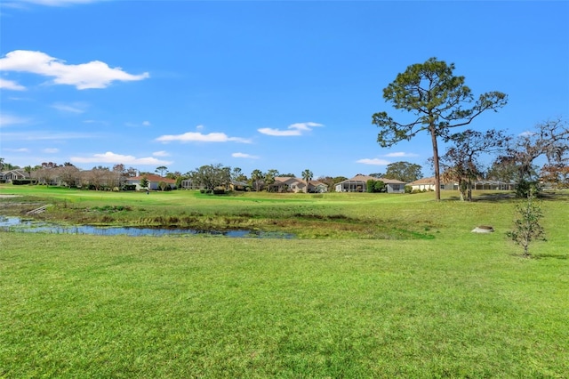 view of yard with a water view