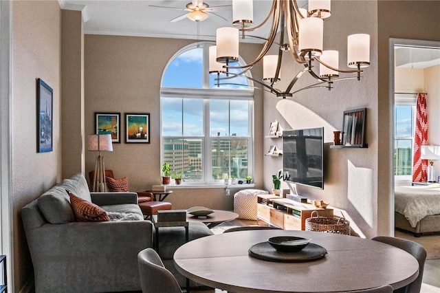 dining room with a notable chandelier