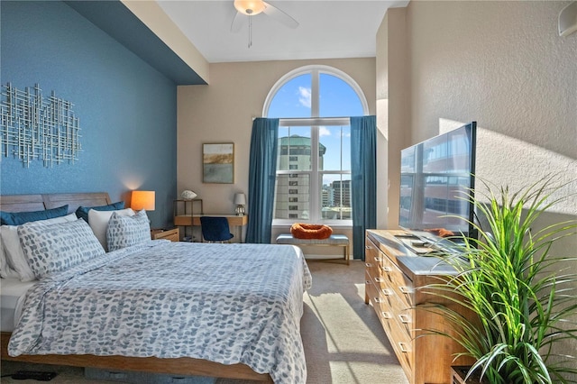 bedroom with carpet and ceiling fan