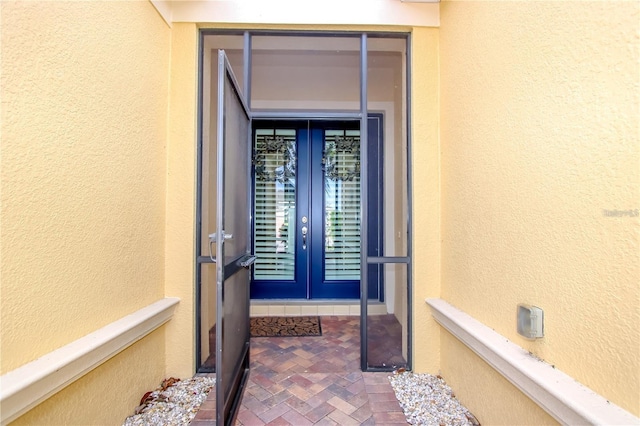 doorway to property with french doors