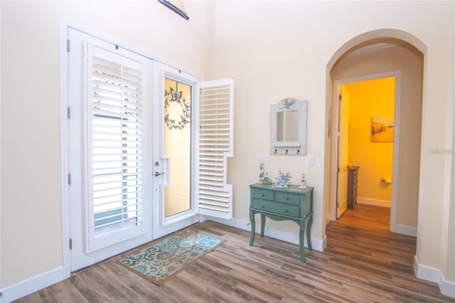 foyer entrance featuring hardwood / wood-style flooring