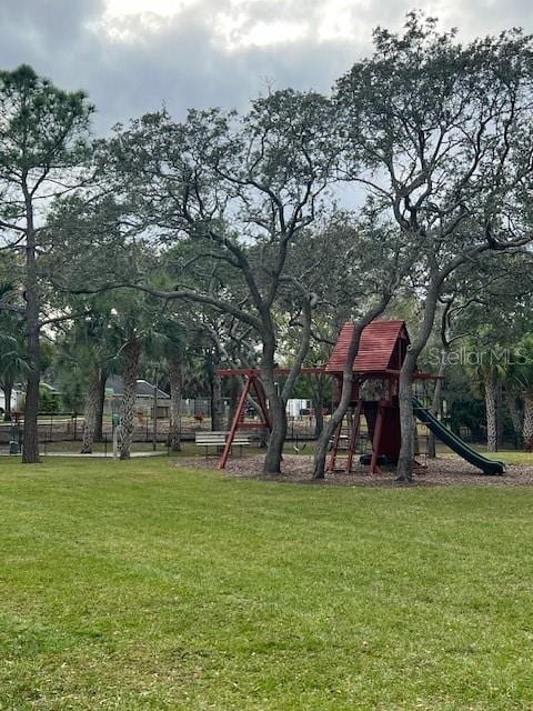 view of play area with a lawn