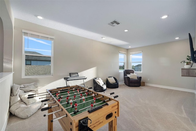 recreation room featuring carpet floors