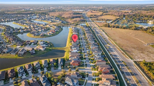 bird's eye view featuring a water view