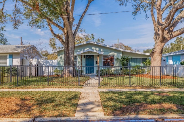 bungalow with a front lawn