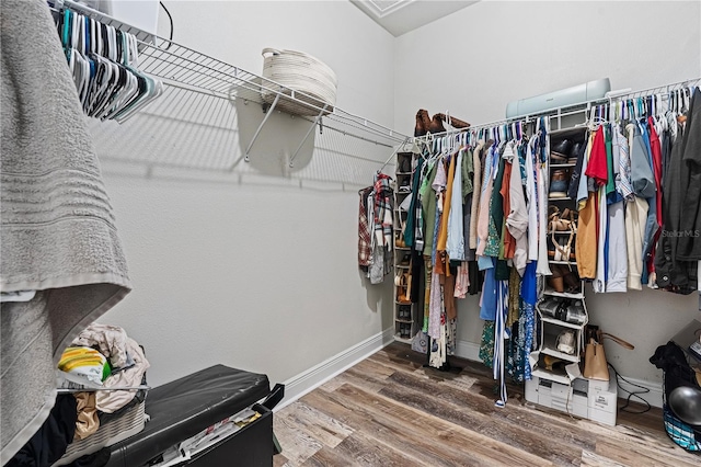 spacious closet with hardwood / wood-style floors