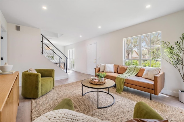 living room featuring light hardwood / wood-style floors