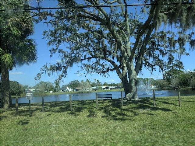 view of yard with a water view