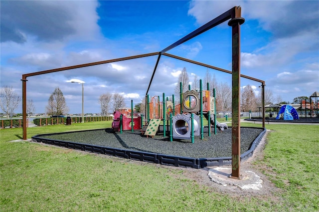 view of playground featuring a yard