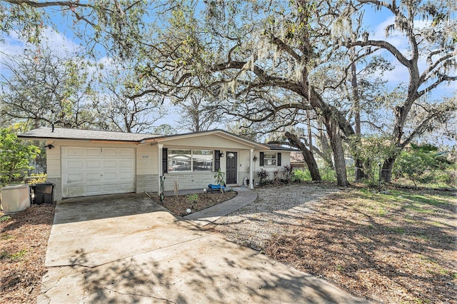 single story home with a garage