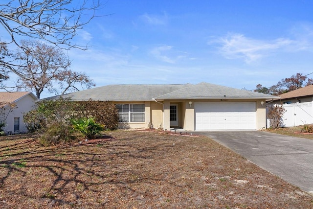 single story home with a garage