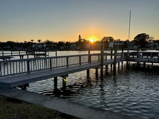 view of dock featuring a water view