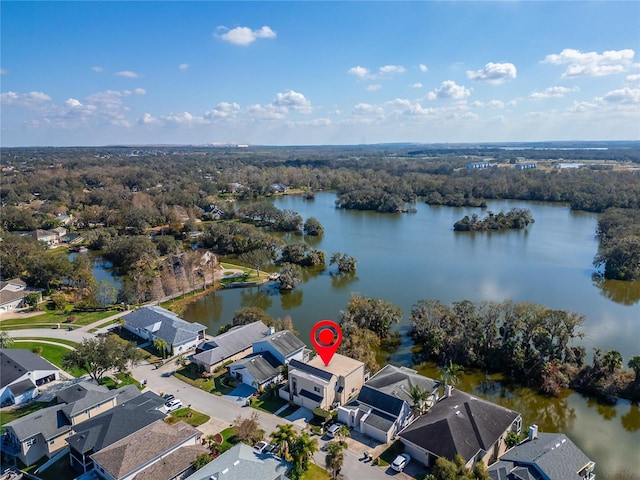 bird's eye view featuring a water view