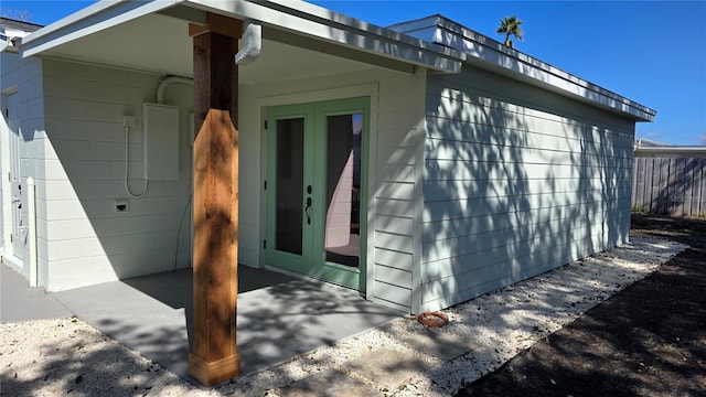 exterior space featuring french doors