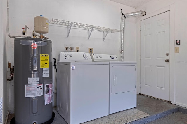 laundry room with independent washer and dryer, laundry area, and water heater