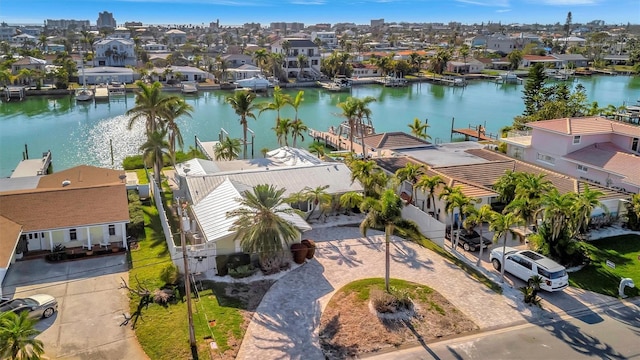 bird's eye view featuring a water view