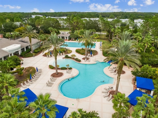 pool with a patio