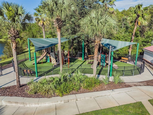 view of play area featuring a yard