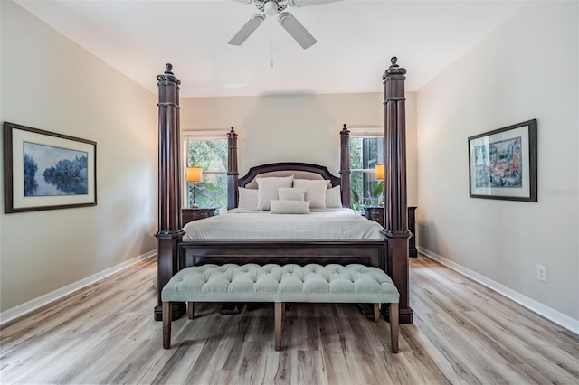 19308 Sunset Bay Dr, Land O Lakes, FL 34638 - bedroom with light wood-style flooring, multiple windows, and baseboards