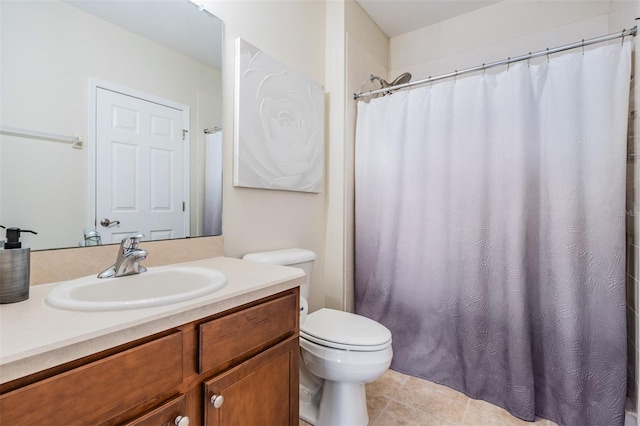 19308 Sunset Bay Dr, Land O Lakes, FL 34638 - full bathroom with toilet, tile patterned floors, vanity, and a shower with curtain