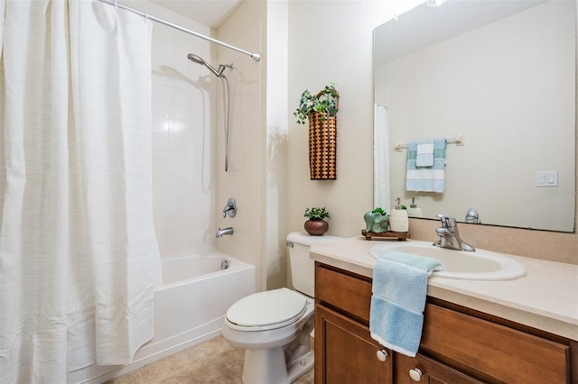 19308 Sunset Bay Dr, Land O Lakes, FL 34638 - full bath with toilet, tile patterned floors, vanity, and shower / bath combination with curtain