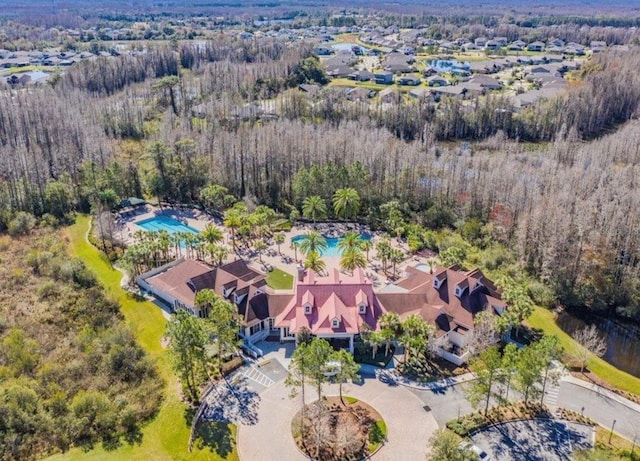 19308 Sunset Bay Dr, Land O Lakes, FL 34638 - aerial view of a pool area and a forest