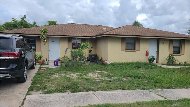 ranch-style house with central AC unit