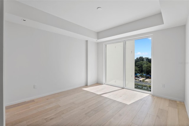 empty room with light hardwood / wood-style flooring