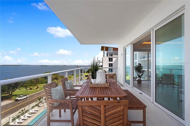 balcony with a water view