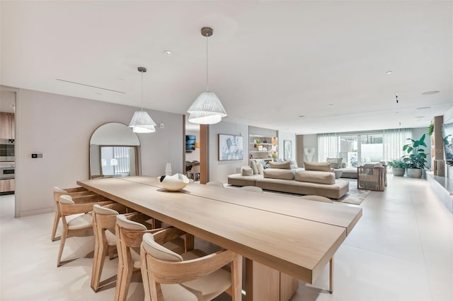 dining area with built in shelves