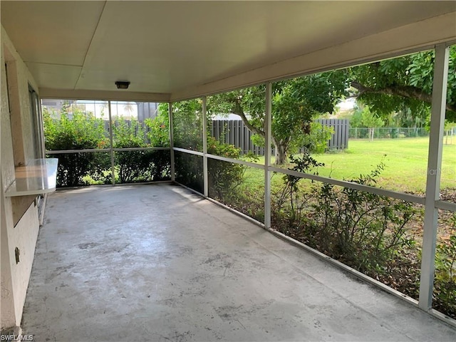 view of unfurnished sunroom