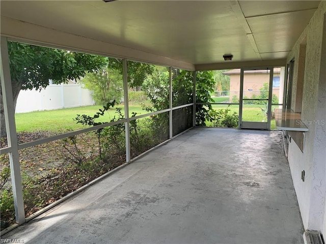 view of unfurnished sunroom