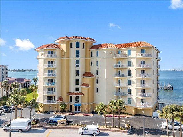 view of property with a water view