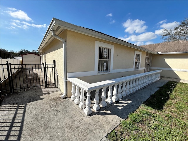 exterior space with a storage unit