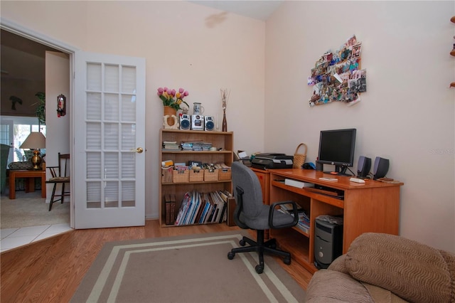 office featuring light hardwood / wood-style flooring