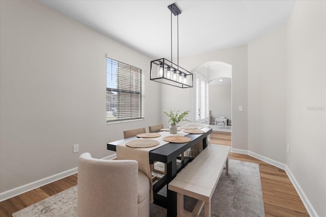 dining space featuring hardwood / wood-style floors