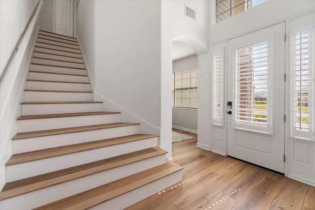 foyer entrance featuring wood-type flooring