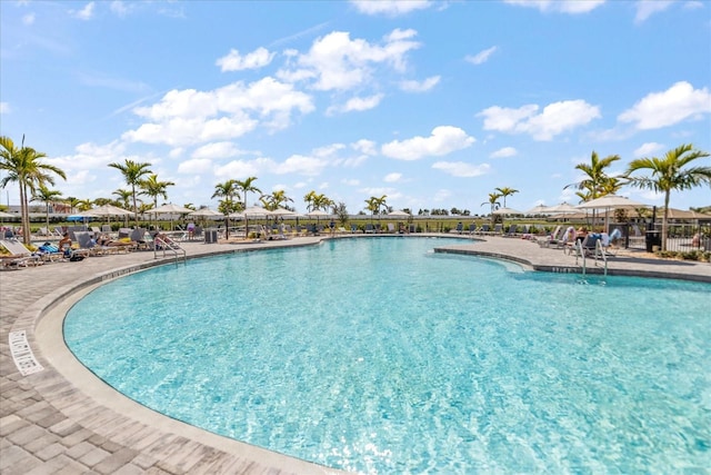 view of pool featuring a patio area