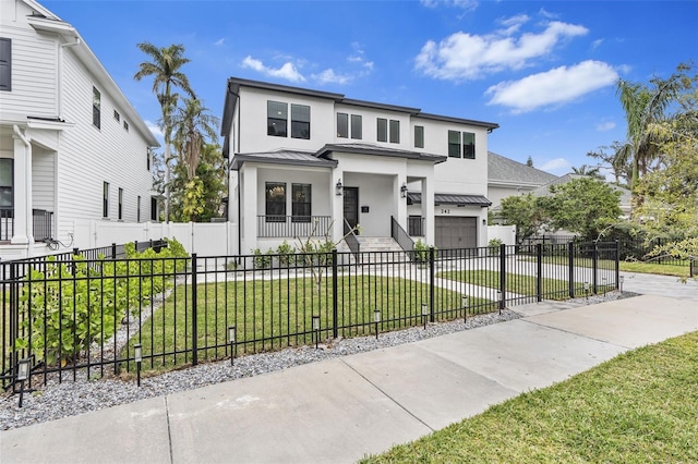 view of front of home featuring a porch and a front yard