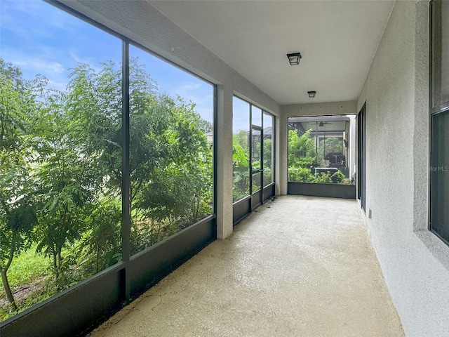 view of unfurnished sunroom