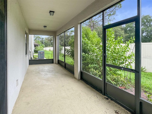 view of unfurnished sunroom