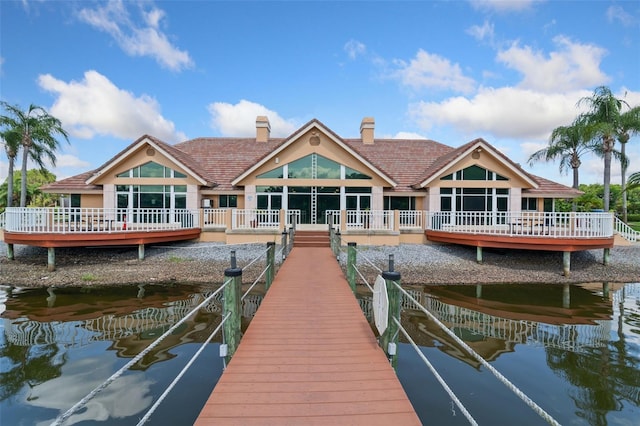 dock area with a water view